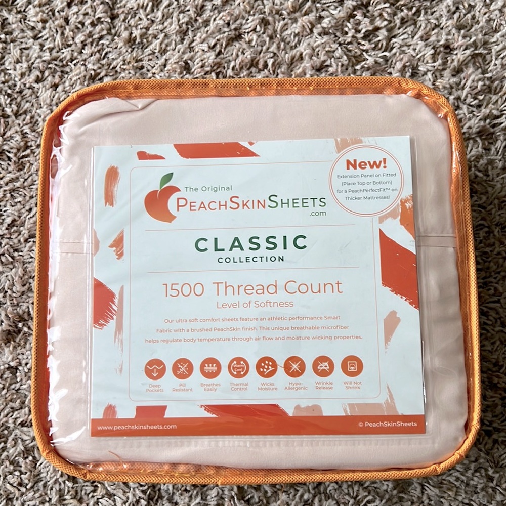 Brand new Peach Skins queen sheet set